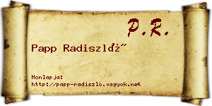 Papp Radiszló névjegykártya